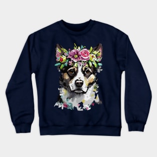 Mixed Breed Dog Floral Portrait Crewneck Sweatshirt